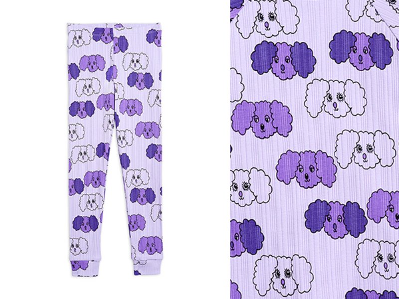 [mini rodini]Fluffy dog aop leggings-Purple