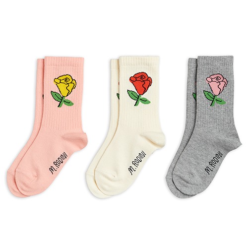 [minirodini] Rose 3-pack socks - Multi