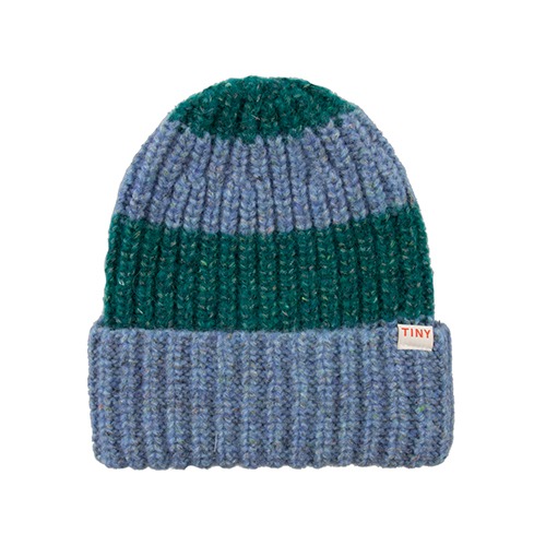[tinycottons] BIG STRIPES BEANIE - cold grey/petrol green