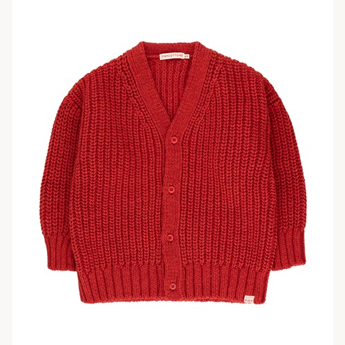 [tinycottons] SOLID CARDIGAN - deep red