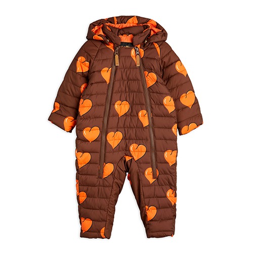 [minirodini] Hearts insulator baby overall - Brown