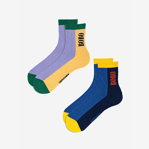 [bobochoses] Color block short socks pack - ADULT