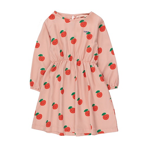 [tinycottons] APPLES DRESS - powder pink/deep red