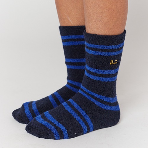 [bobochoses] Blue Striped Thick Blue Socks