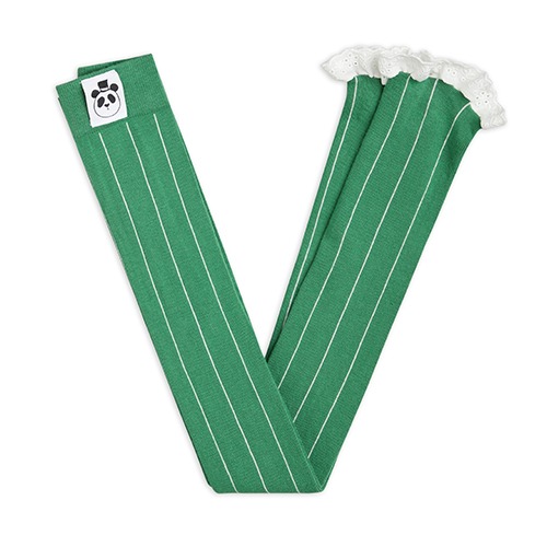 [minirodini] Pinstripe lace edge leggings - Green