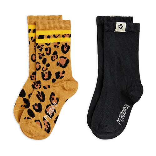 [minirodini] Basic leopard 2-pack socks - Multi
