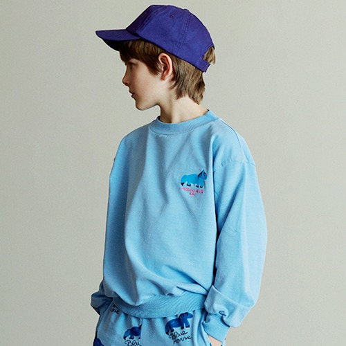[weekendhousekids] Blue Horse sweatshirt - Pastel blue