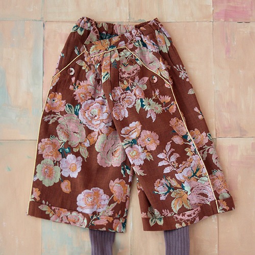 [Bonjour] LARGE PANTS - Big brown flower print