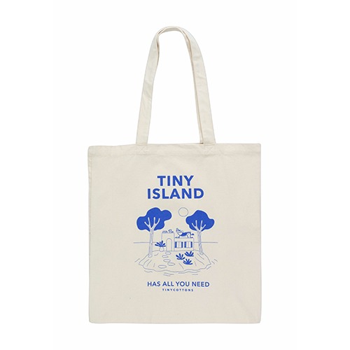 [tinycottons] TINY ISLAND MERCHANDISE BAG - light cream/ultramarine