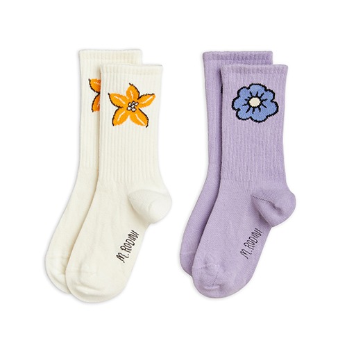 [minirodini] Flower socks 2-pack - Purple