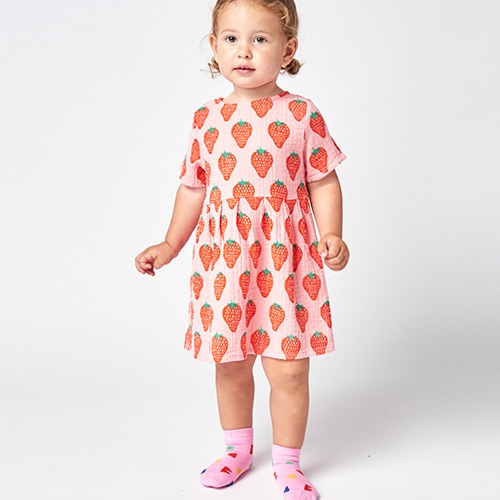[bobochoses] Strawberry all over woven dress - BABY