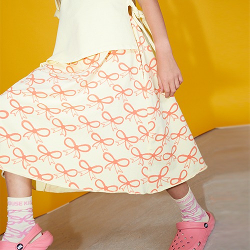 [weekendhousekids] Pink bows skirt - Soft yellow