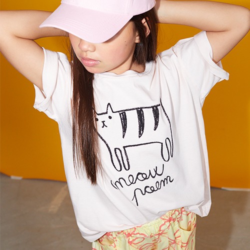 [weekendhousekids] Cat t-shirt - Peach