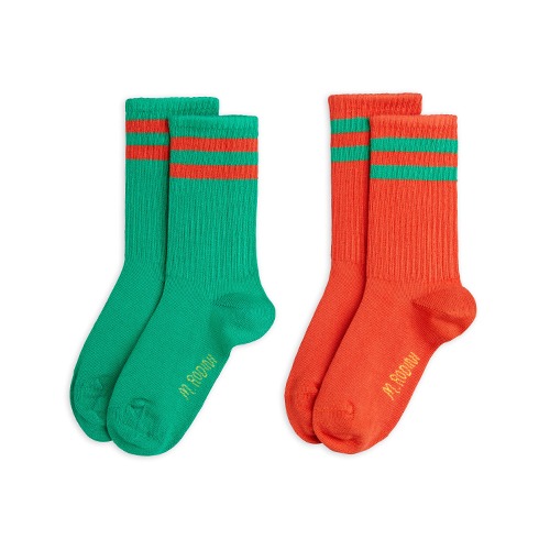 [minirodini] Stripe socks 2-pack - Green