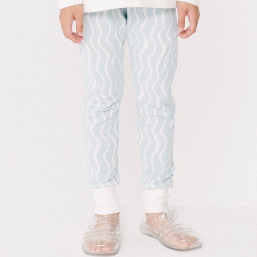 [beauloves] Sky Blue Wiggle Print Slim Pants