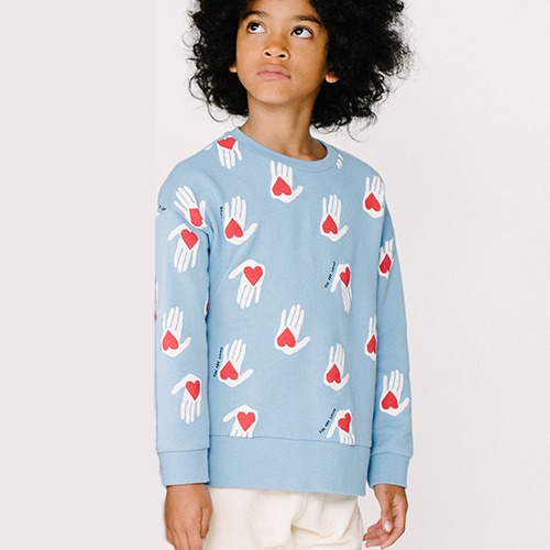 [beauloves] Blue Hold My Heart Print Relaxed Fit Sweater