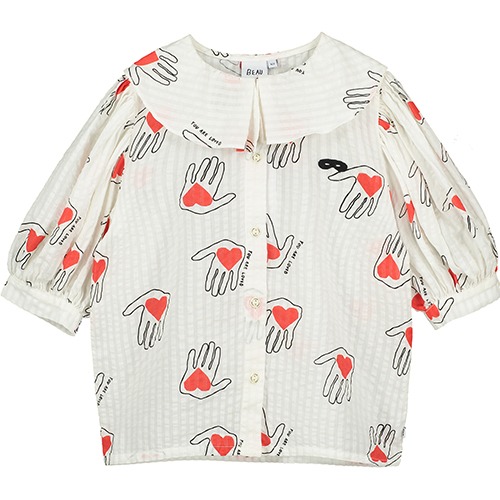 [beauloves] Natural Hold My Heart Print Piper Blouse