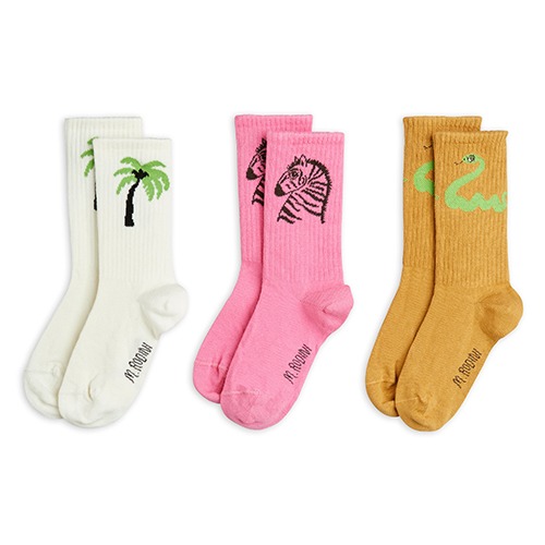 [minirodini] Zebra socks 3-pack - White