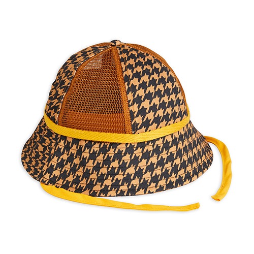 [minirodini] Houndstooth mesh sun hat - Brown