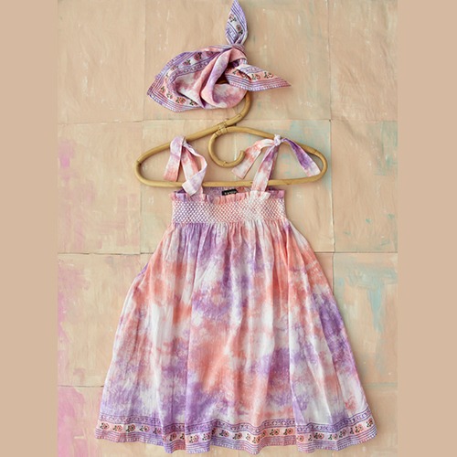 [Bonjour] Tie &amp; Dye Skirt Dress with 50*50 scarf - Tie&amp;Dye Violet