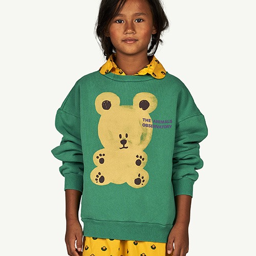 [T.A.O.] BEAR KIDS+ SWEATSHIRT Green_Brown Bear