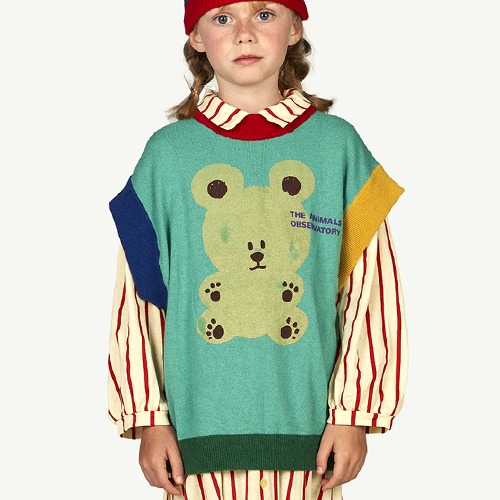 [T.A.O.] PARROT KIDS VEST Turquoise_Brown Bear