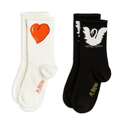 [minirodini] Swan 2-pack socks - Multi