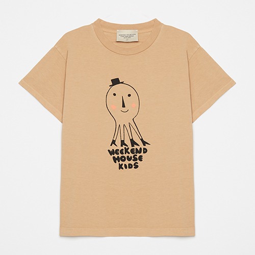 [weekendhousekids] Octopus t-shirt - Soft brown