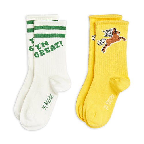 [minirodini] I am great socks 2-pack - White
