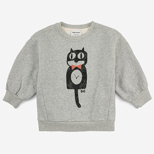 [bobochoses] Cat O&#039;clock grey melange sweatshirt - KID