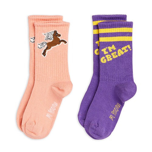 [minirodini] I am great socks 2-pack - Purple