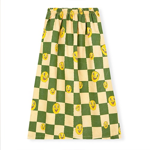 [FreshDinosaurs] Smiley Chess Midi Skirt