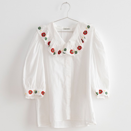 [fish&amp;kids] FLOWERS BLOUSE - WHITE - ADULT