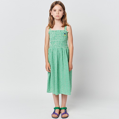 [bobochoses] Green Vichy strap dress - KID